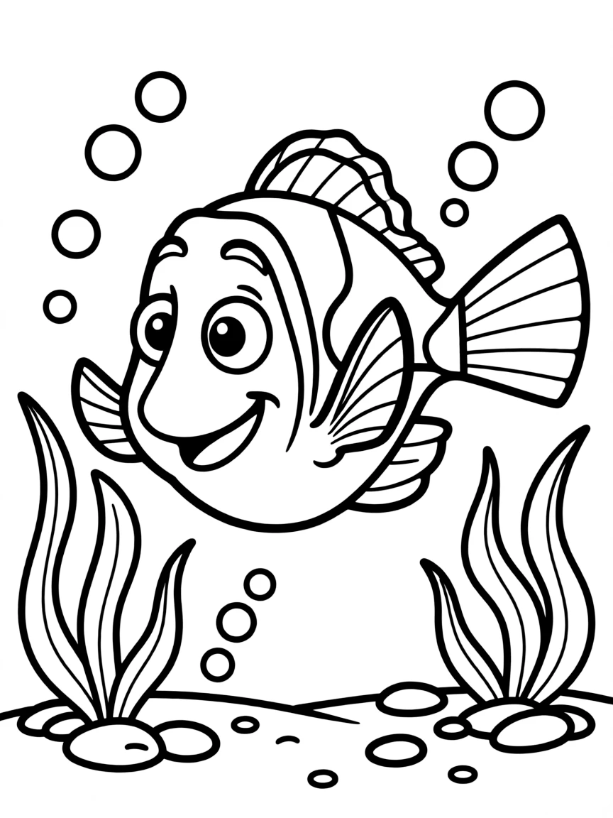 Dory from Finding Nemo with her forgetful but cheerful expression