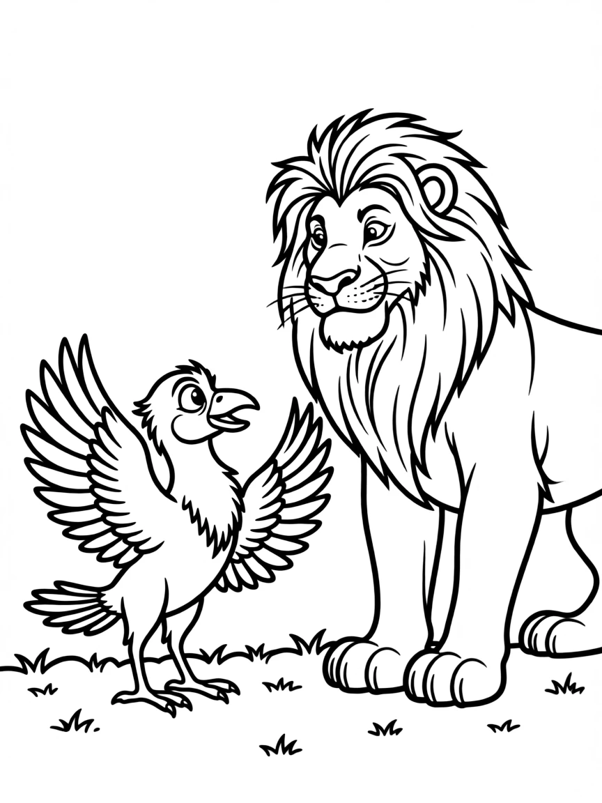 Zazu from The Lion King giving his morning report to Mufasa