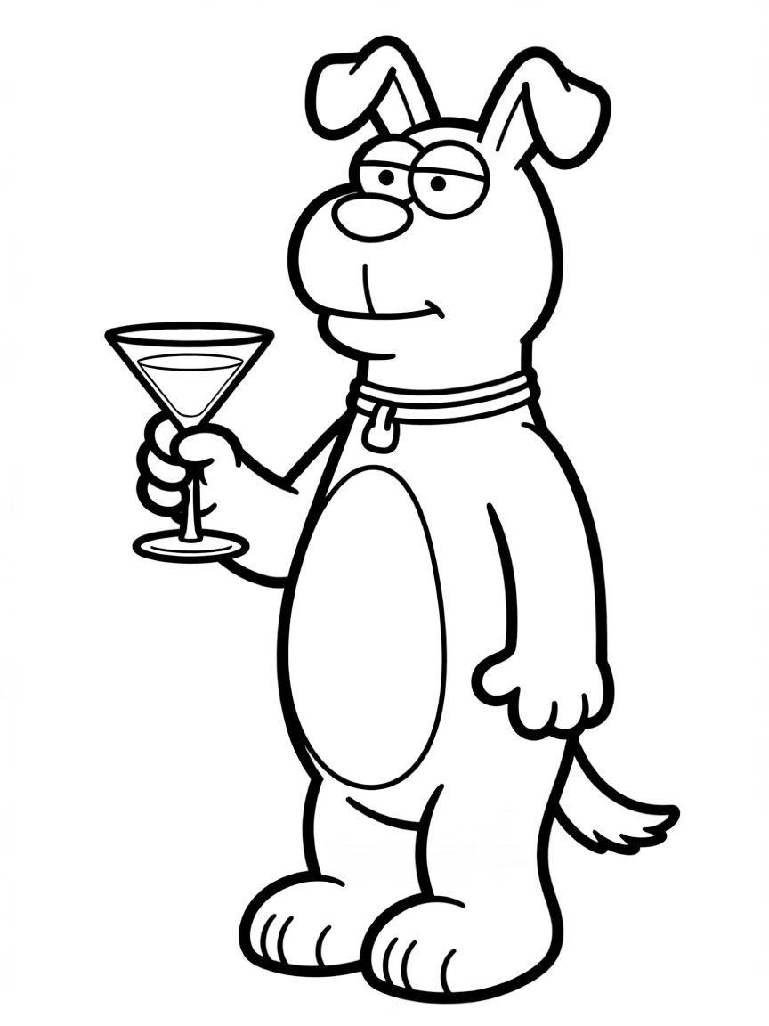Brian Griffin from Family Guy with martini glass