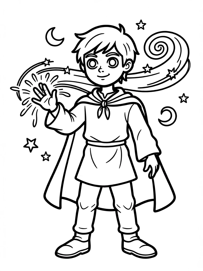 Merlin from BBC series casting a spell with glowing eyes