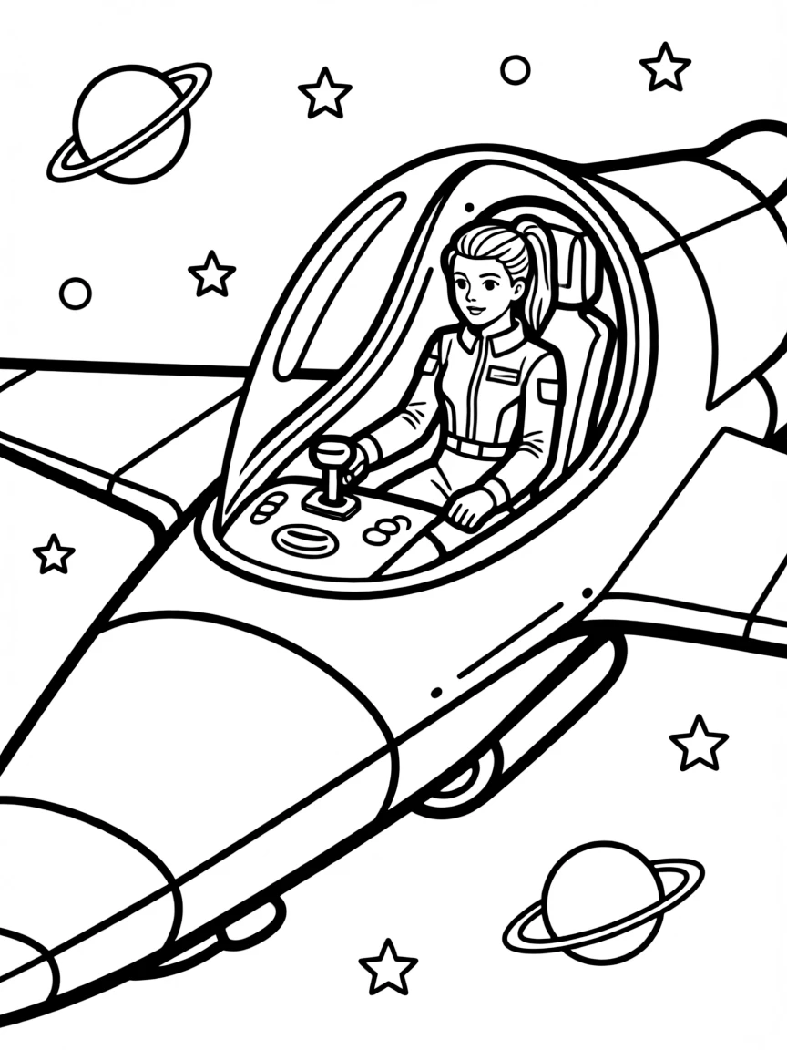 Starbuck from Battlestar Galactica in her Viper
