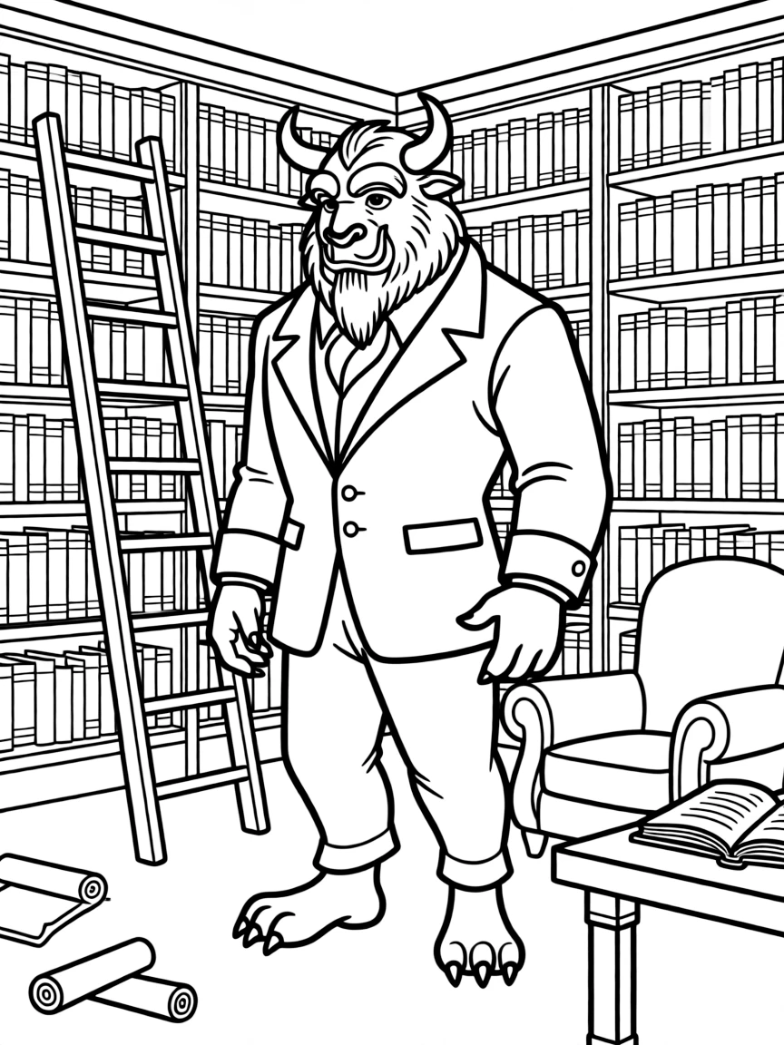 The Beast from Beauty and the Beast in his library
