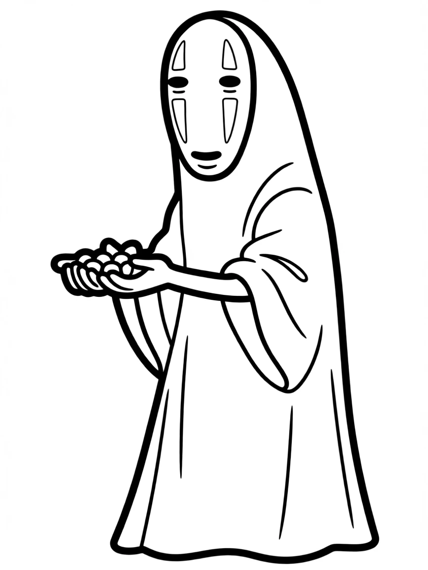 No-Face from Spirited Away offering gold with outstretched hands