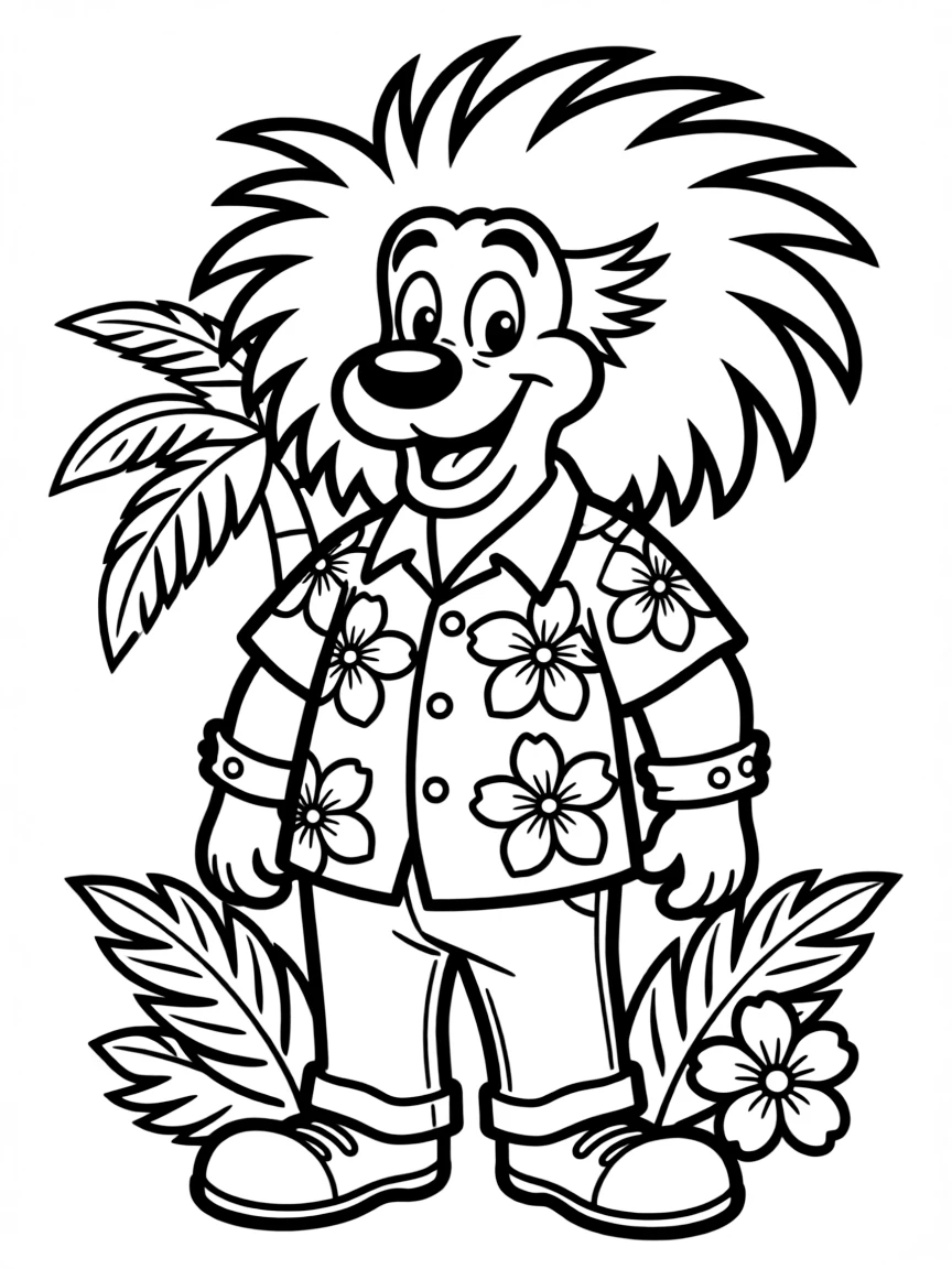 Ace Ventura with his wild hair and Hawaiian shirt