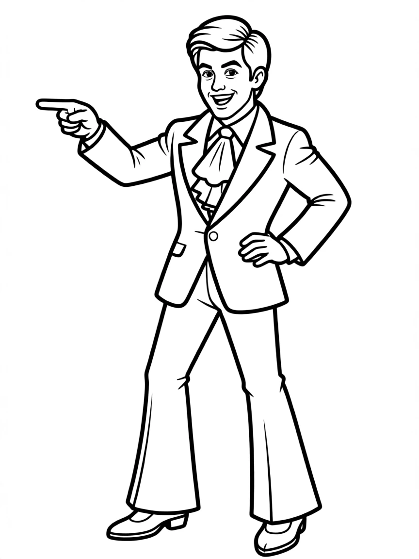 Austin Powers striking a "yeah baby" pose in mod outfit