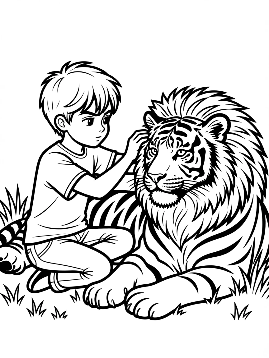 Napoleon Dynamite drawing a liger with intense concentration