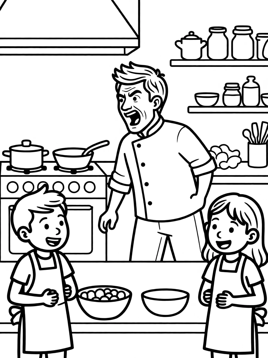 Gordon Ramsay yelling at contestants in a kitchen setting