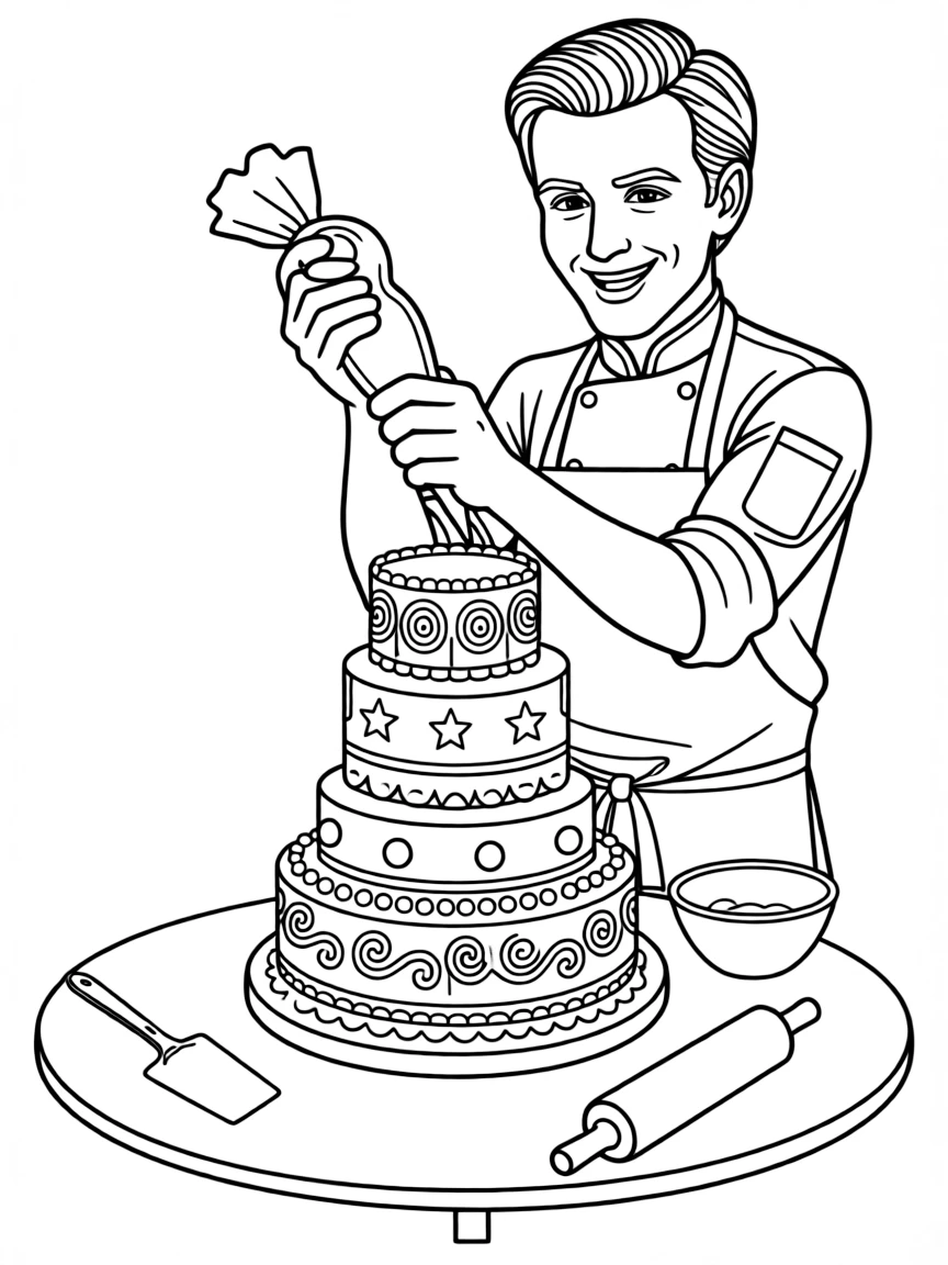 Cake Boss Buddy Valastro decorating an elaborate cake