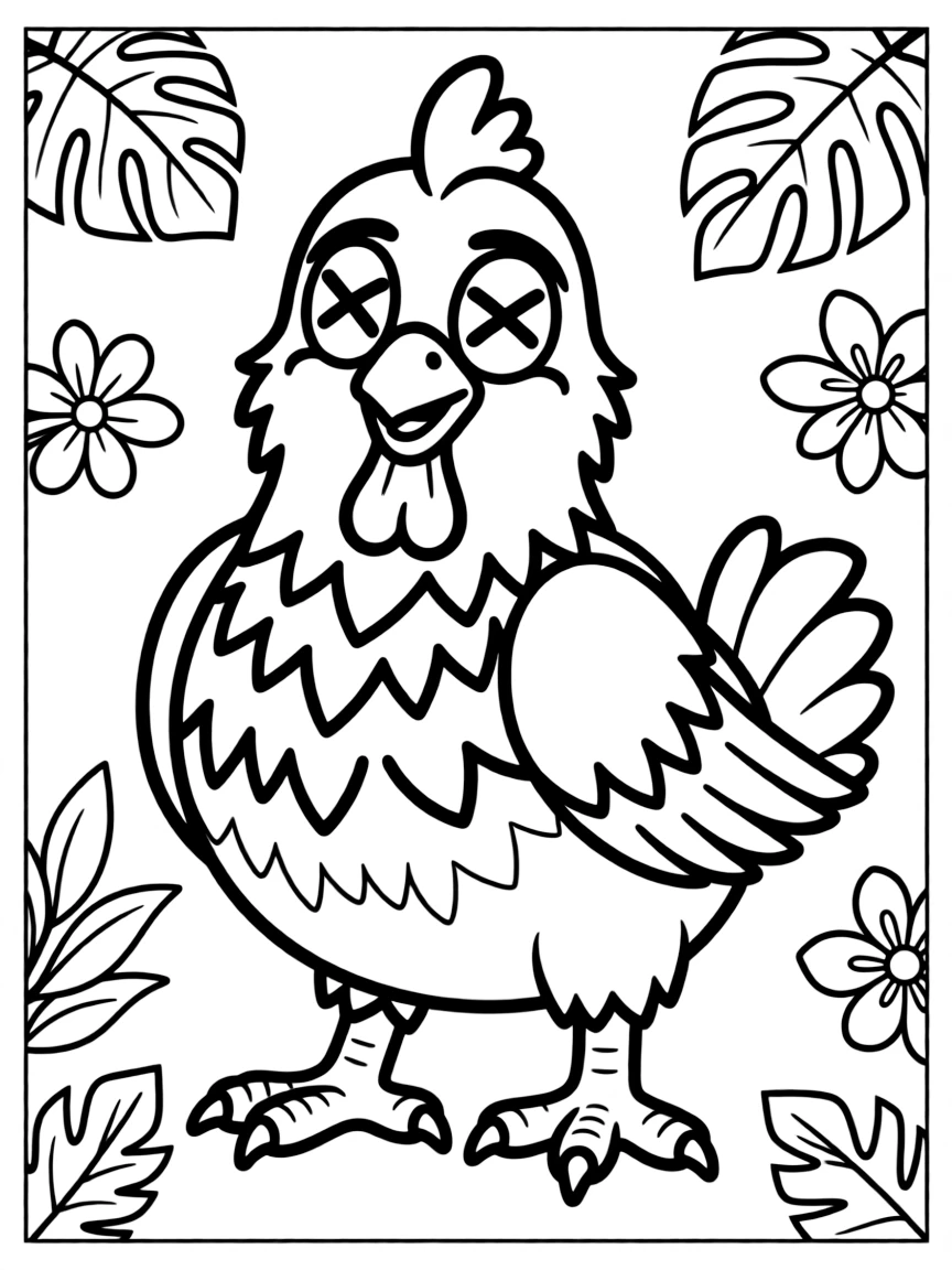 Hei Hei the chicken from Moana with his crossed eyes