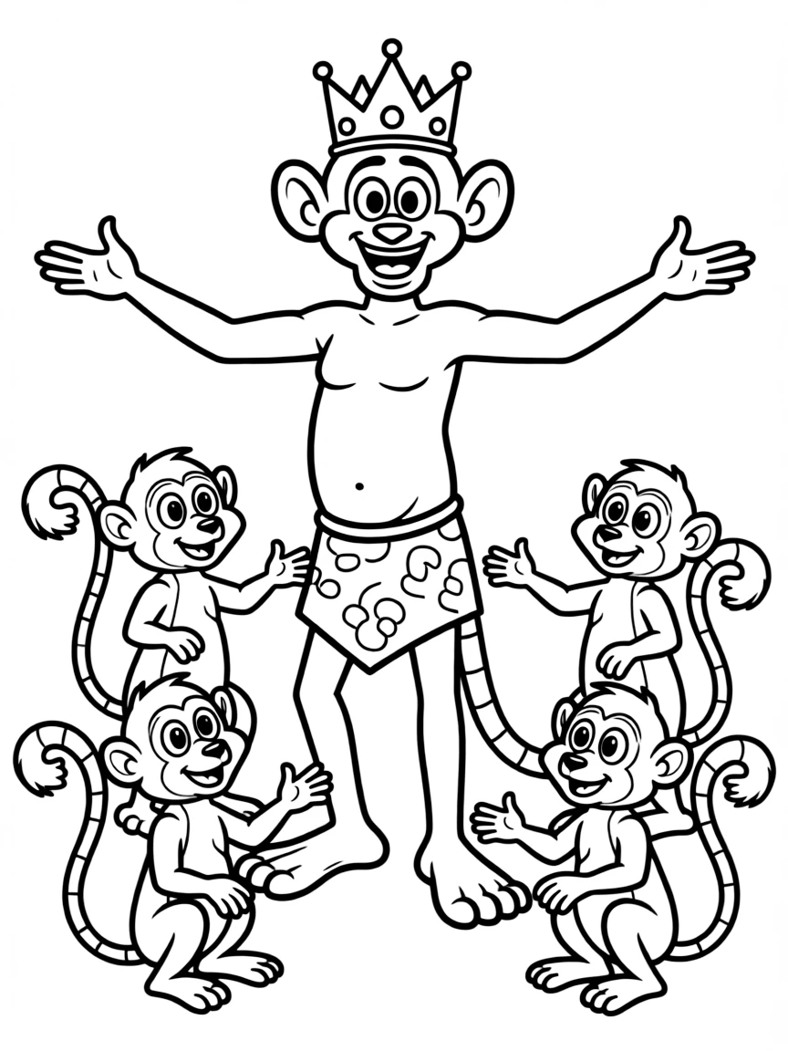 King Julien from Madagascar with his crown and lemur subjects