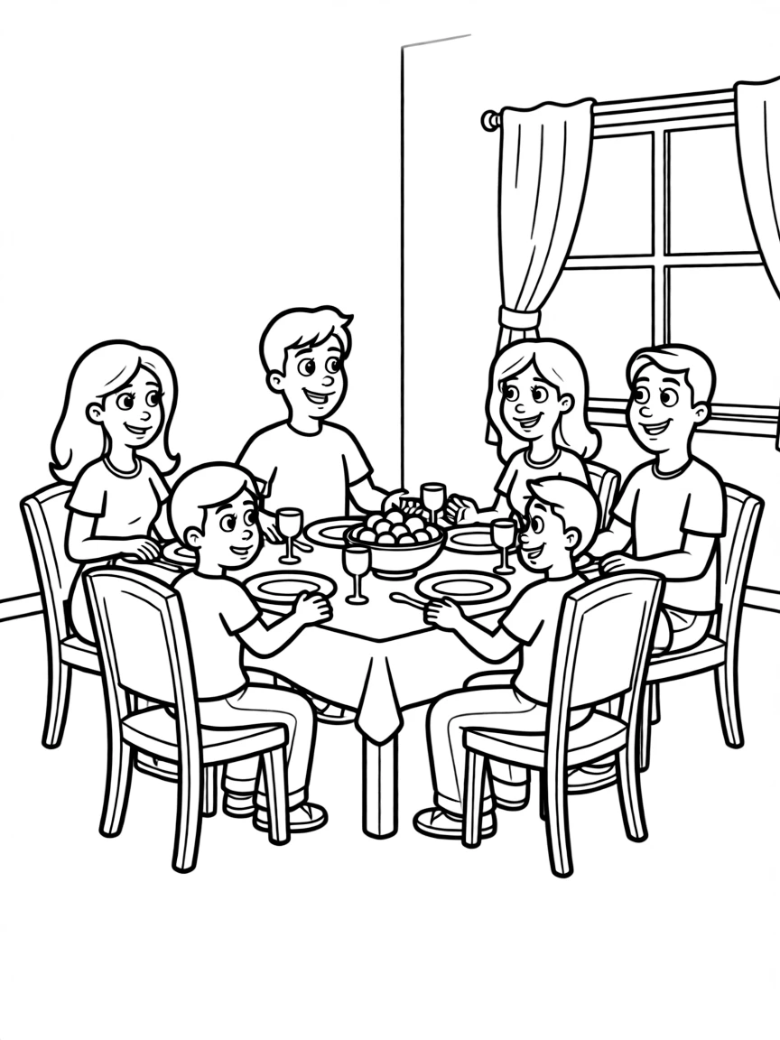 The Proud Family gathered around their dinner table