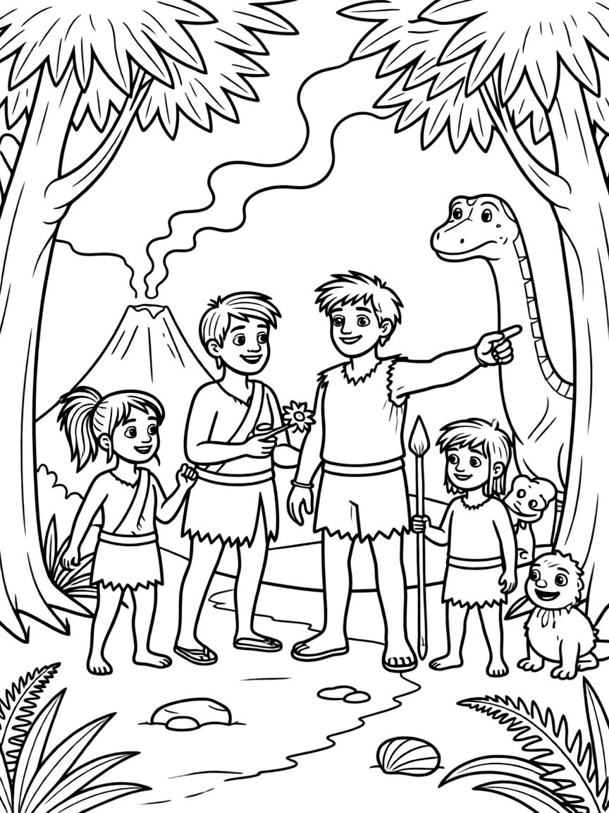 The Croods discovering a new prehistoric world