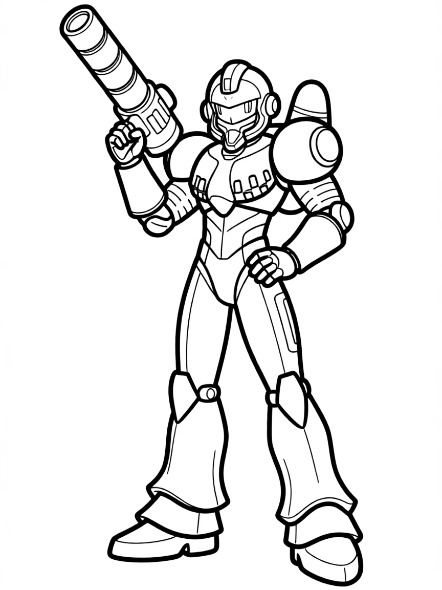 Samus Aran from Metroid in her power suit with arm cannon