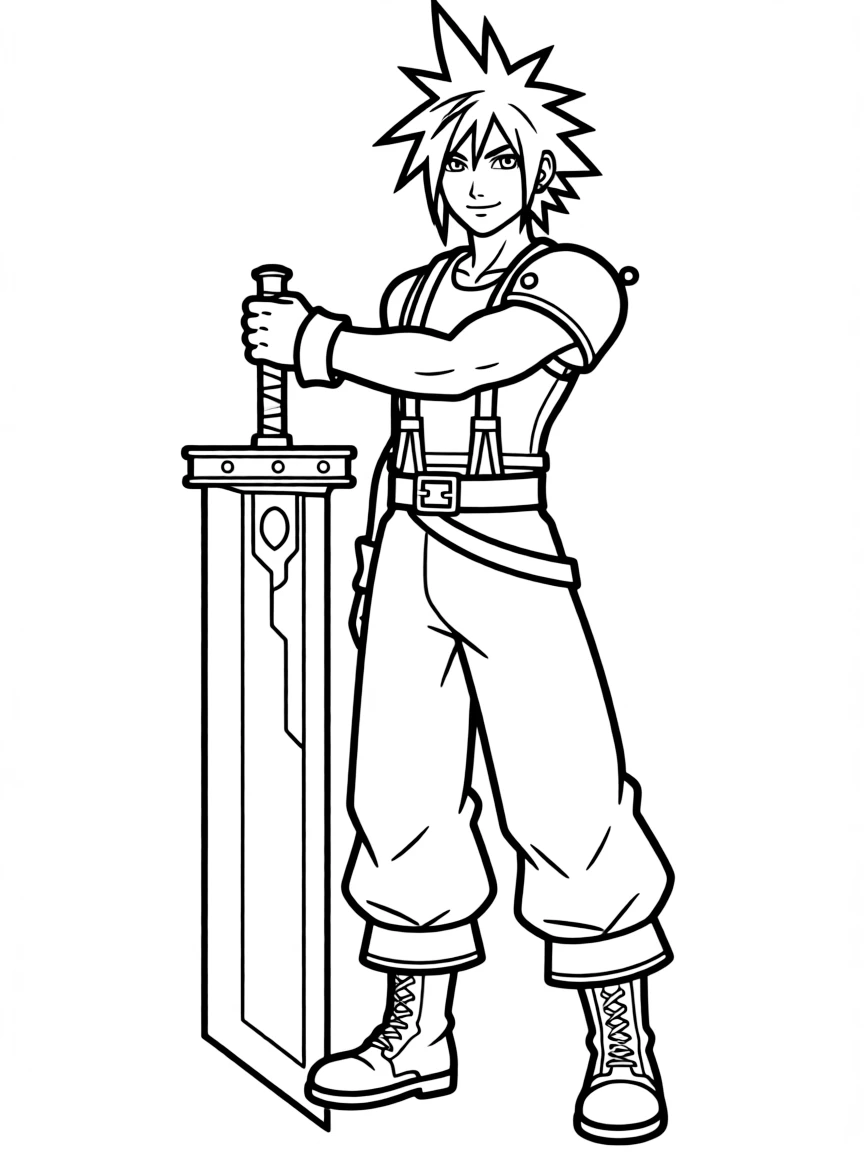 Cloud Strife from Final Fantasy VII with Buster Sword