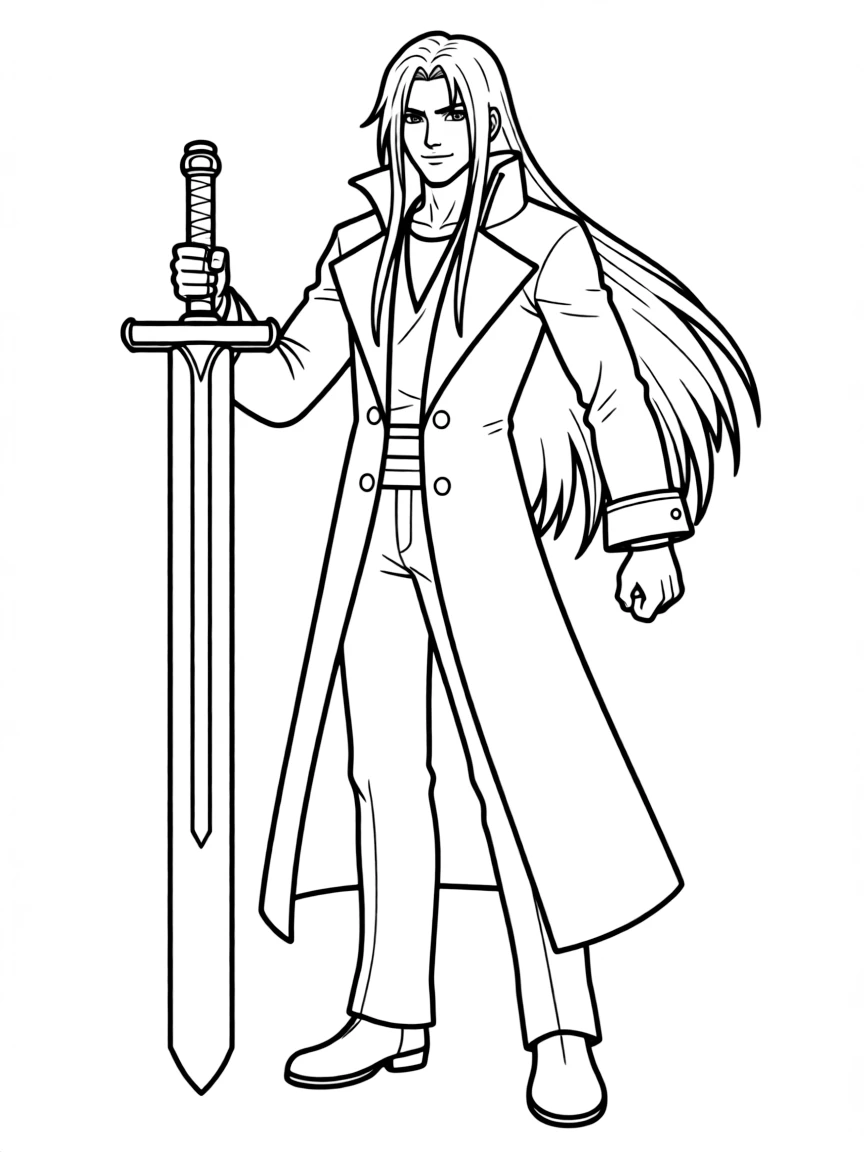 Sephiroth from Final Fantasy VII with his long sword