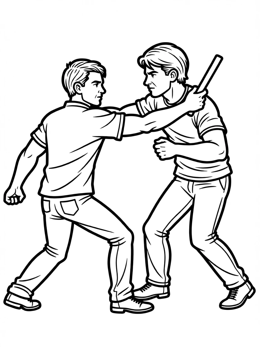 Jason Bourne in hand-to-hand combat with improvised weapon