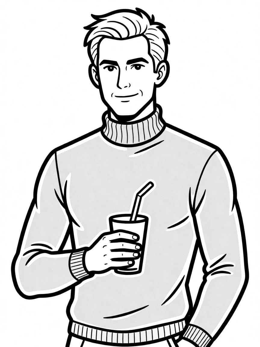 Sterling Archer with tactical turtleneck and drink