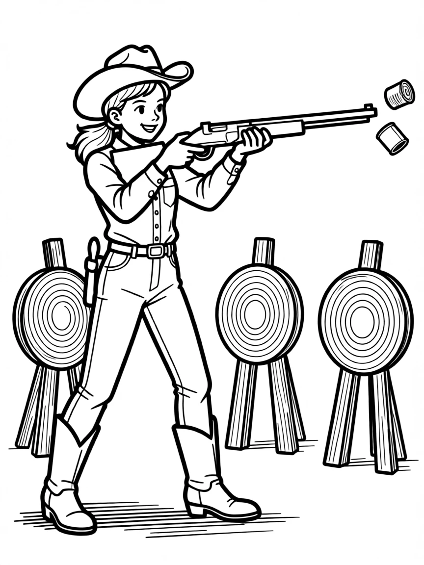 Annie Oakley performing her sharpshooting tricks