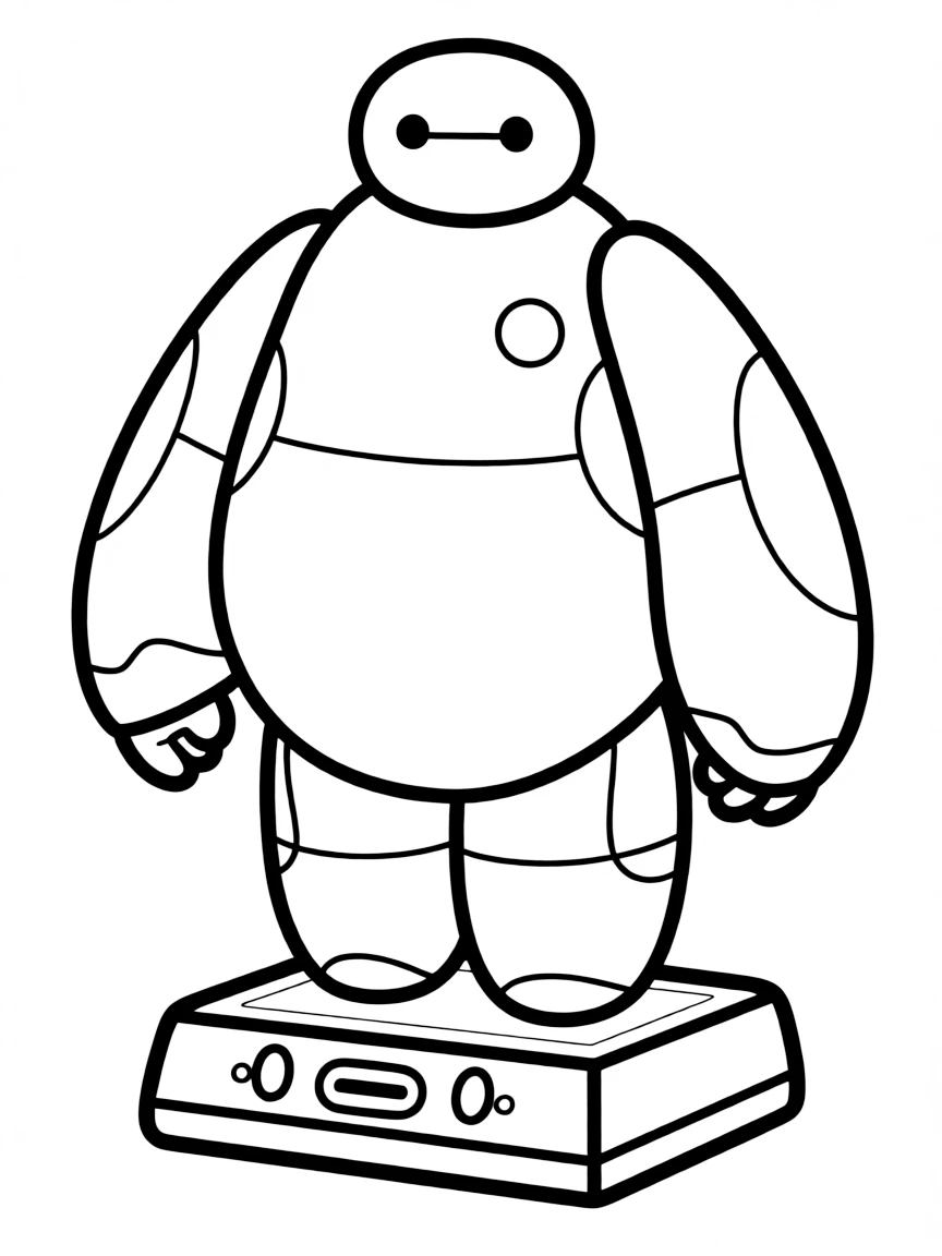 Baymax from Big Hero 6 in his charging station