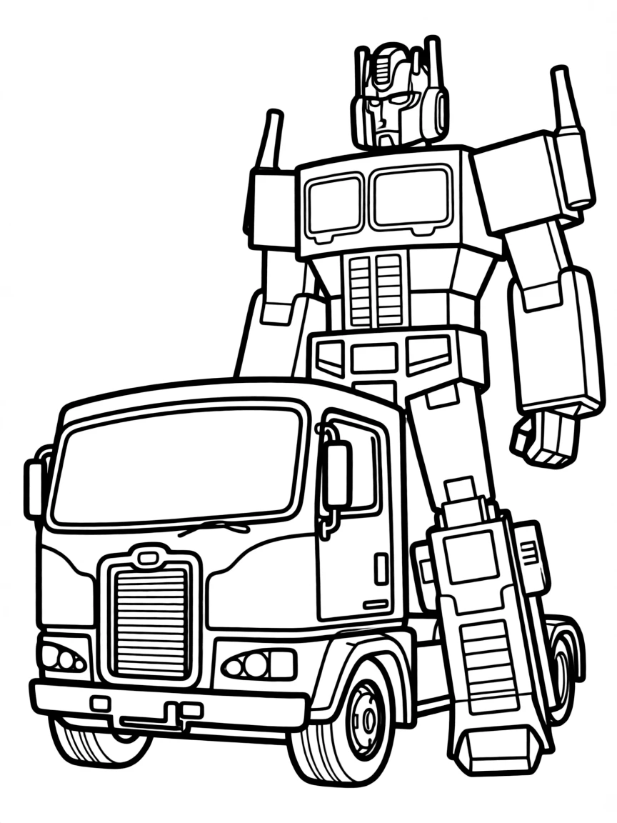 Optimus Prime transforming from truck to robot