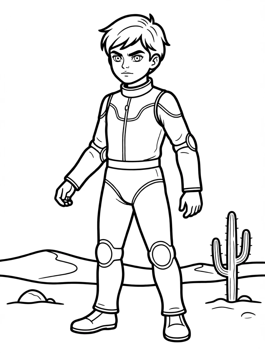 Paul Atreides from Dune with glowing blue eyes and stillsuit