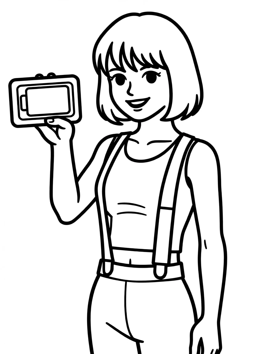 Fifth Element's Leeloo with her multipass and orange suspenders
