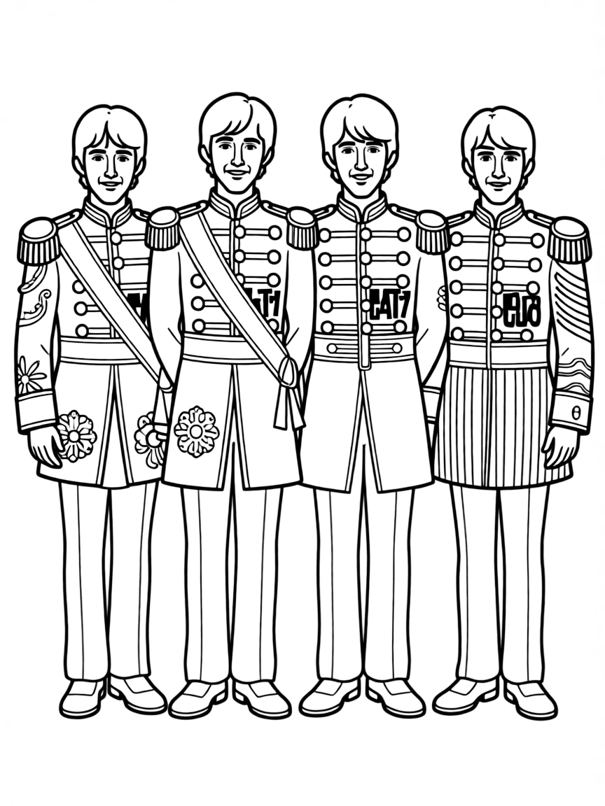 The Beatles in their Sgt. Pepper's Lonely Hearts Club Band outfits