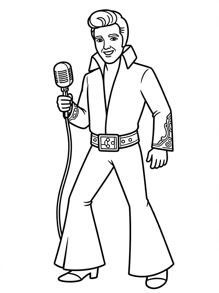 Elvis Presley in his white jumpsuit with microphone