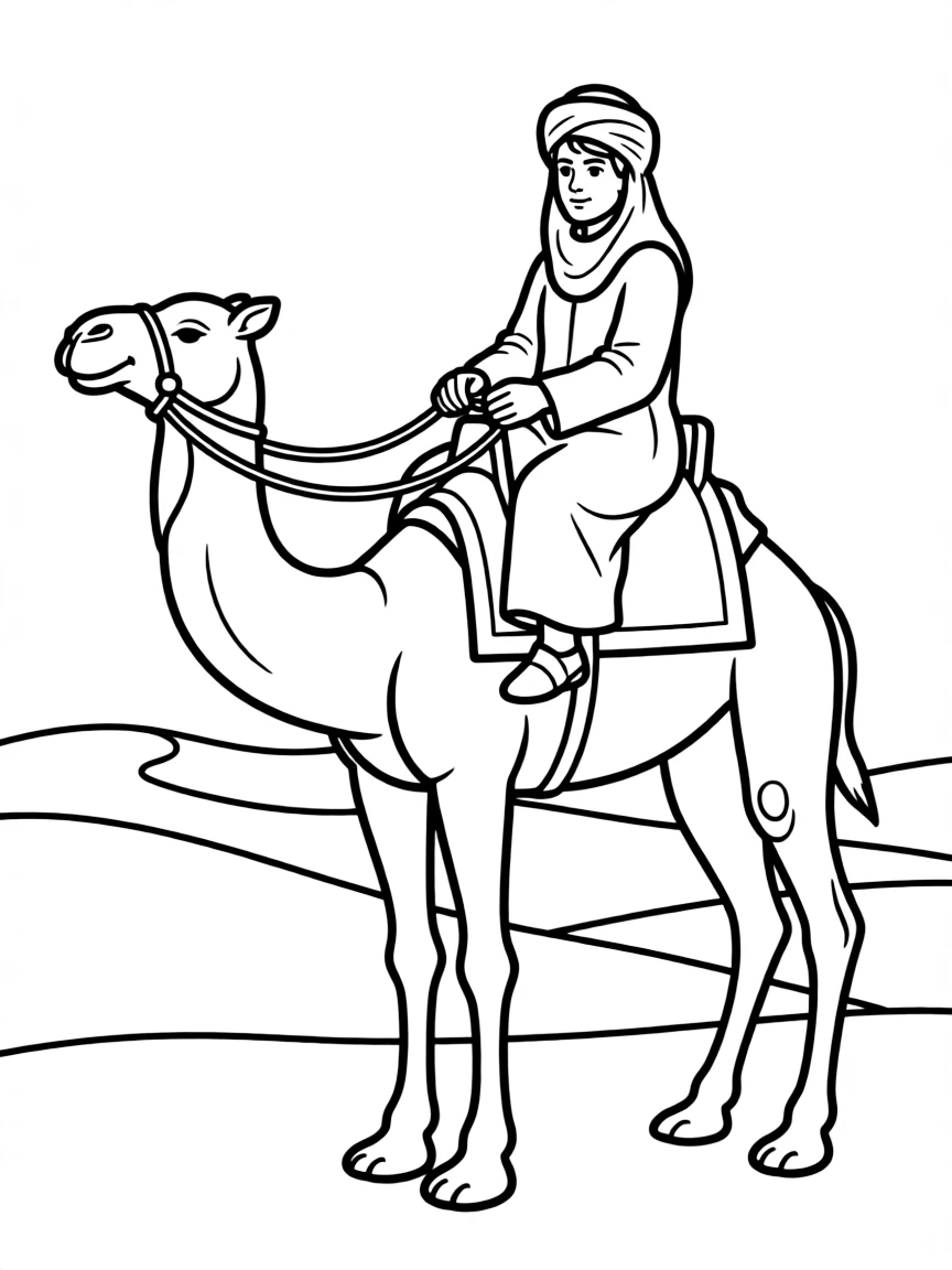 T.E. Lawrence (of Arabia) on camelback in the desert