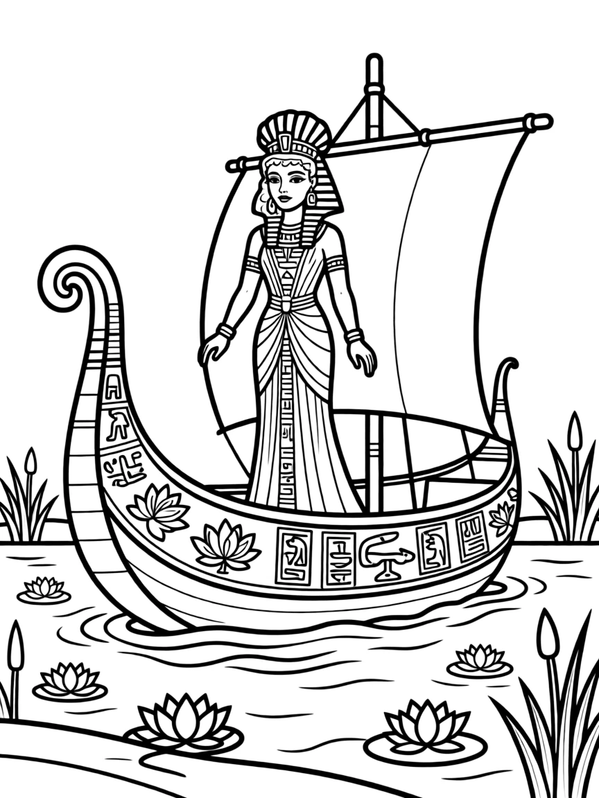 Cleopatra (Elizabeth Taylor) on her royal Egyptian barge