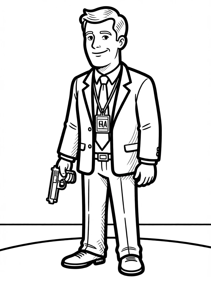 Stan Smith from American Dad with his CIA badge and gun