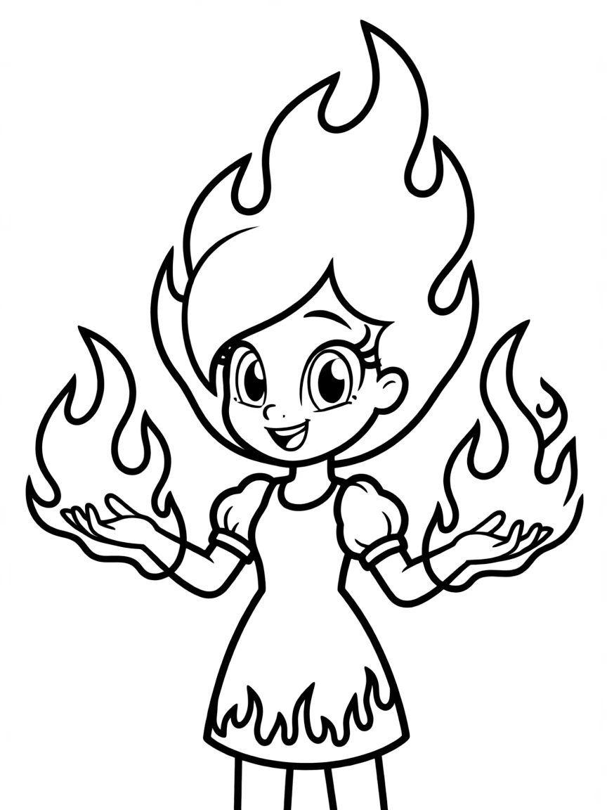 Flame Princess with her fiery hair blazing
