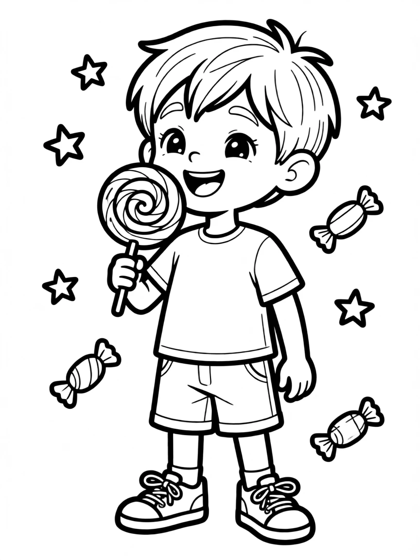 Pops with his lollipop enjoying simple pleasures