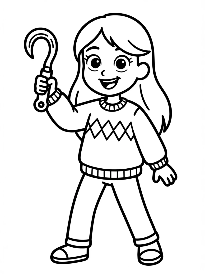 Mabel Pines with her grappling hook and sweater