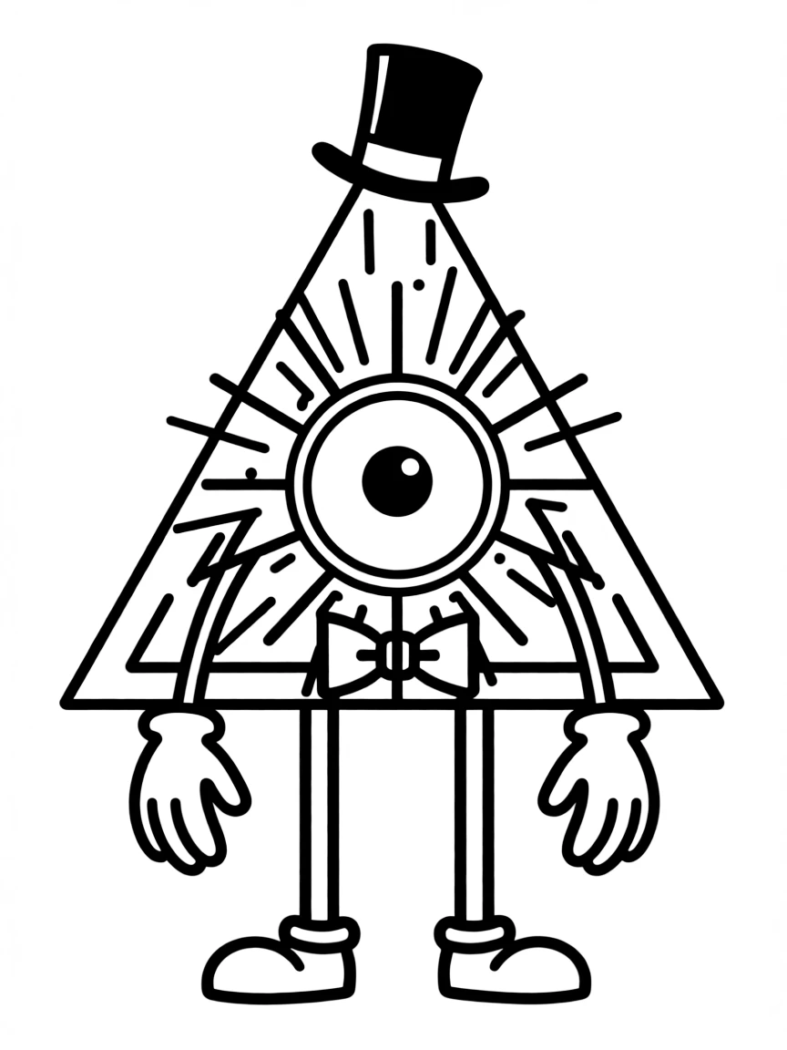 Bill Cipher in his triangle form with his eye glowing
