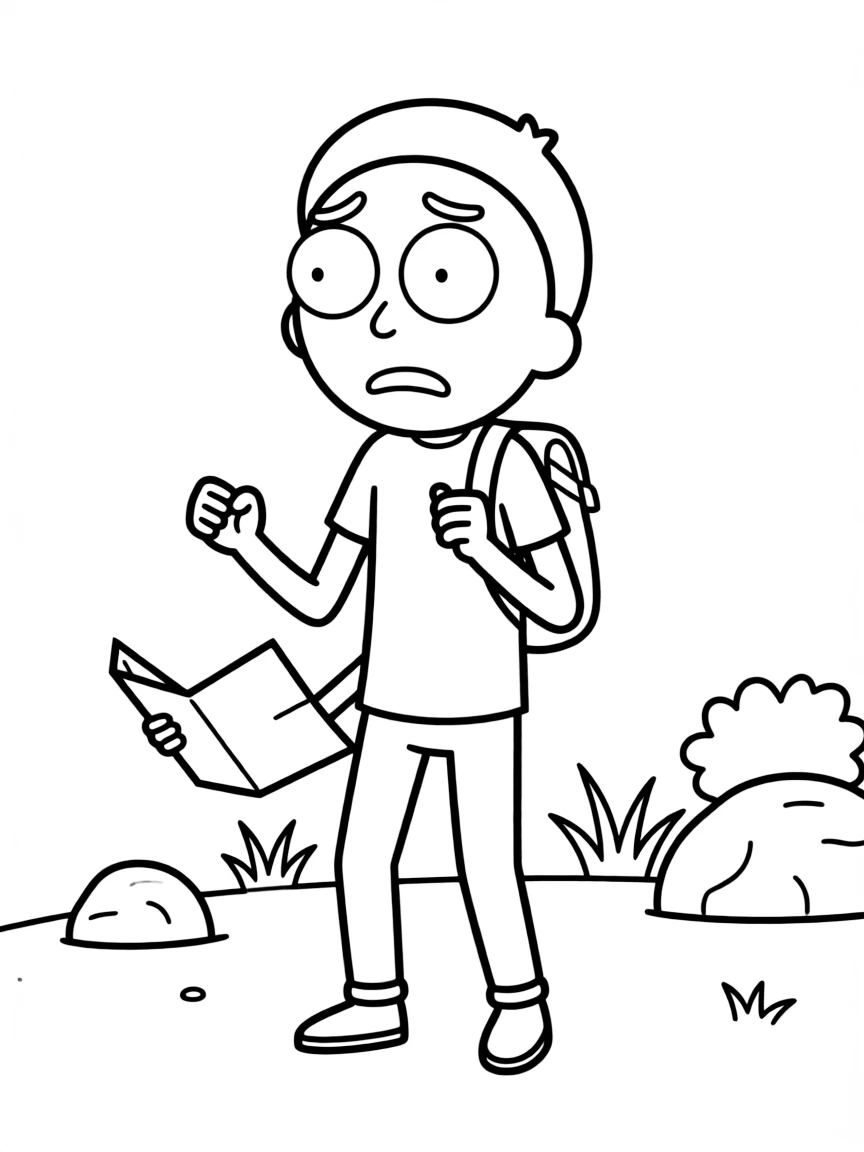 Morty Smith looking nervous during an adventure