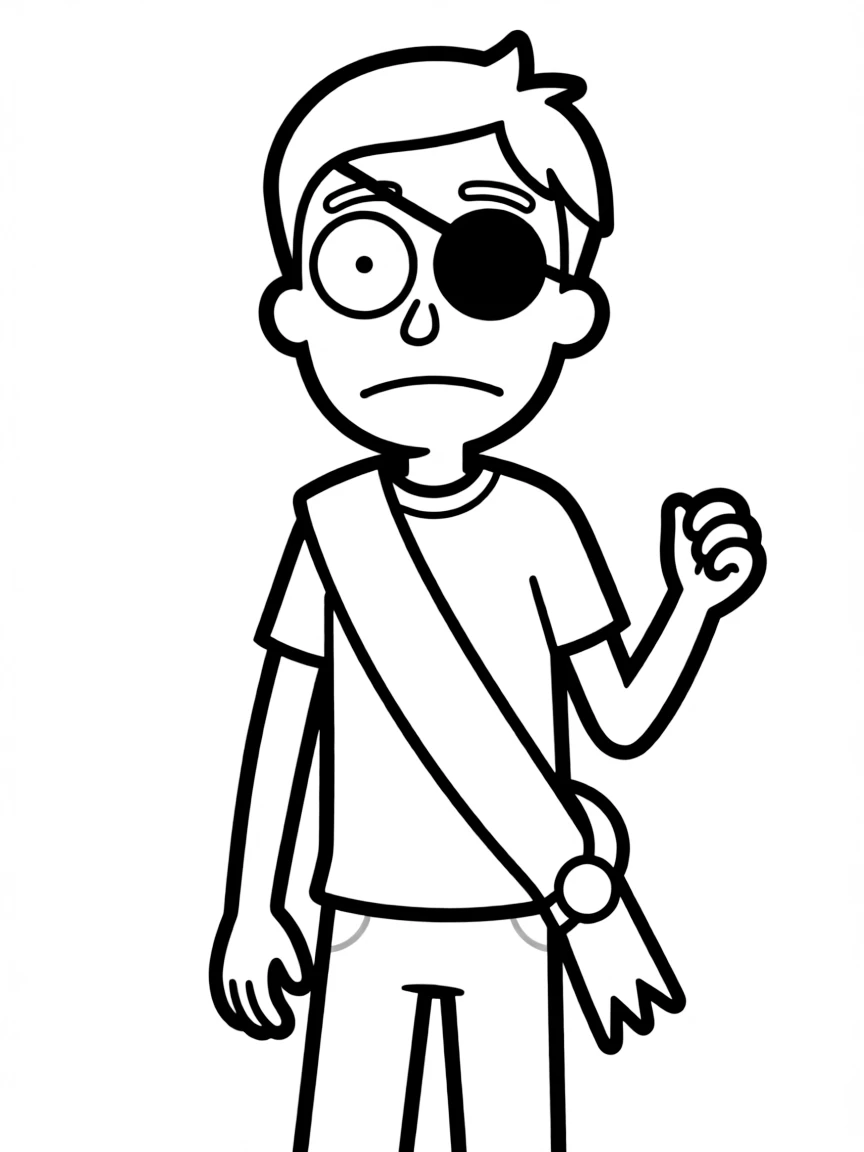 Evil Morty with his eye patch and presidential sash