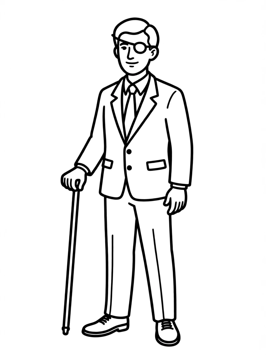 Mr. Fischoeder with his eye patch and cane