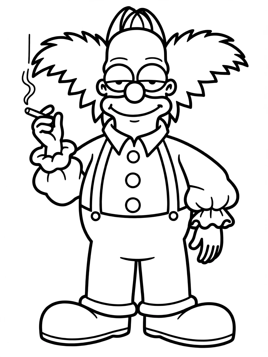 Krusty the Clown with his cigarette and tired smile