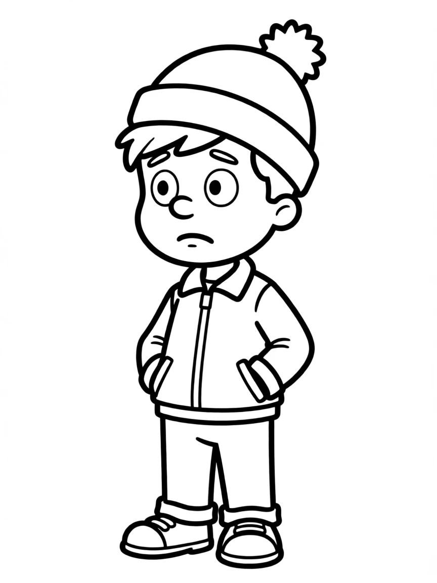 Stan Marsh with his hands in his pockets looking concerned
