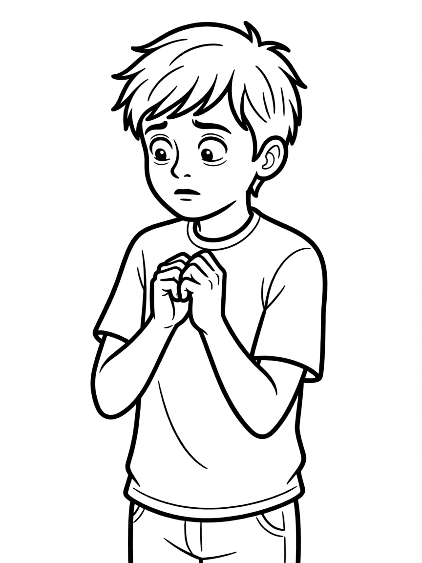 Butters Stotch nervously rubbing his knuckles together