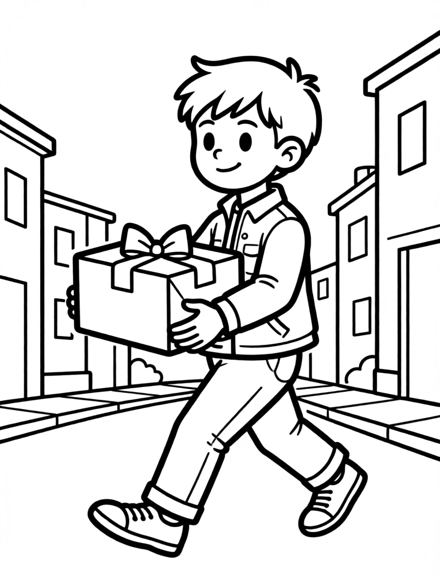 Fry delivering a package with determination