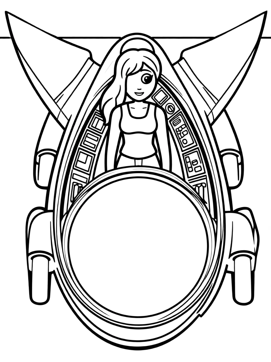 Leela with her one eye piloting the Planet Express ship