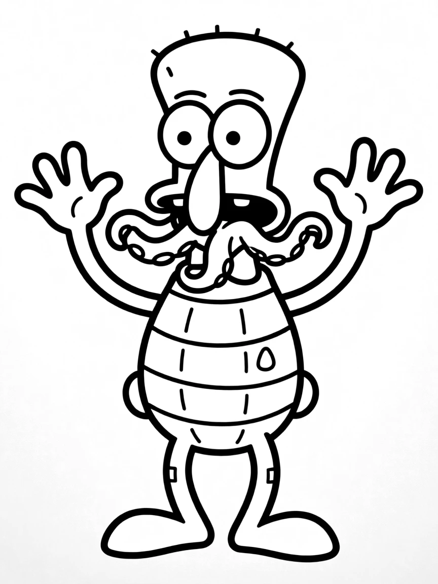 Zoidberg with his claws up and mouth tentacles extended