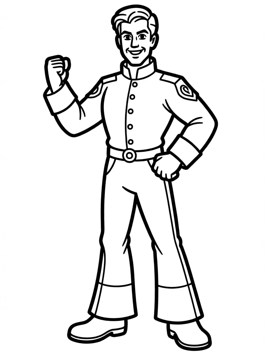 Zapp Brannigan posing heroically with his velour uniform
