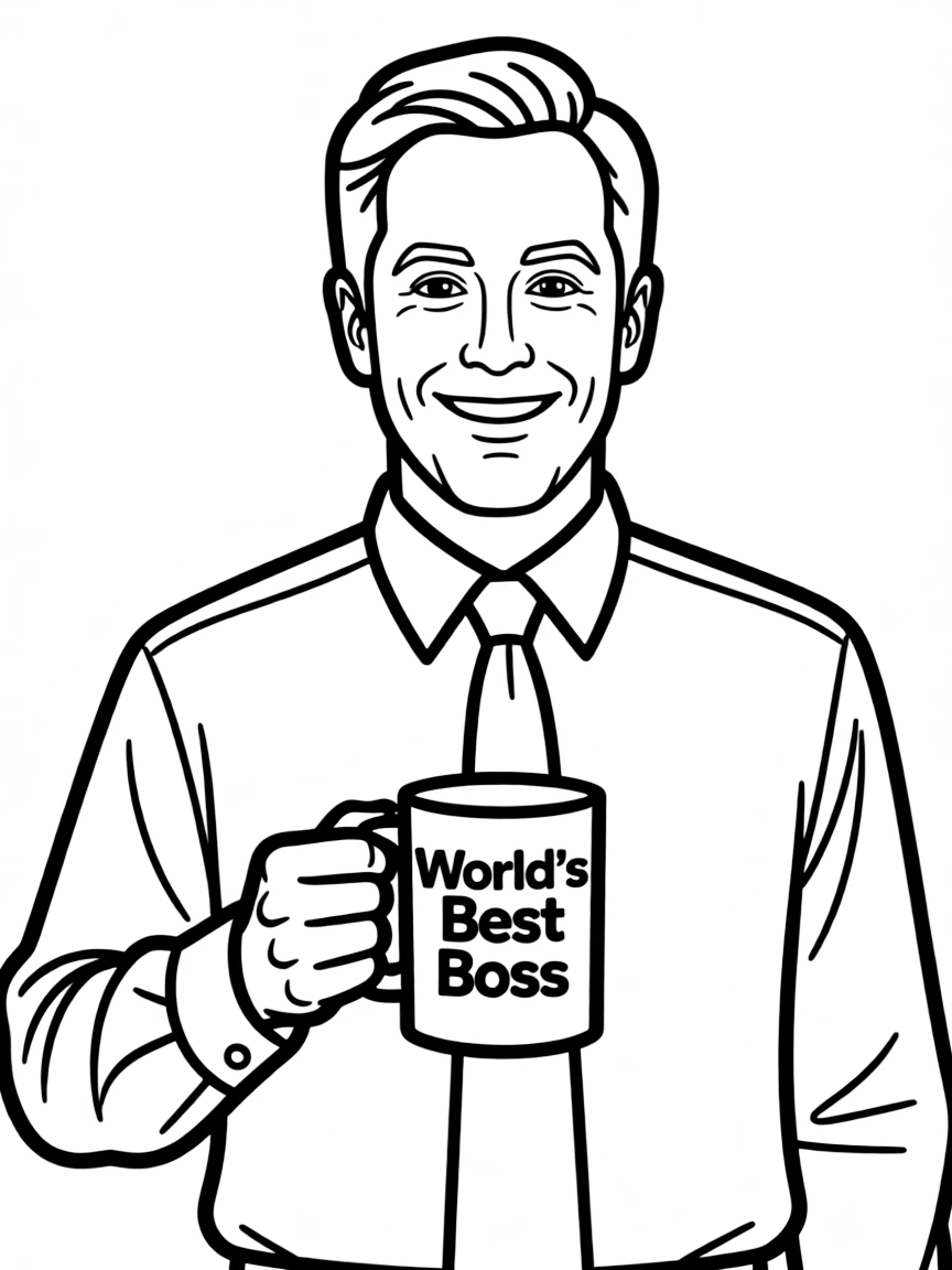 Michael Scott with his "World's Best Boss" mug