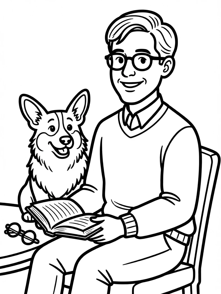 Kevin Cozner with his corgi and academic demeanor