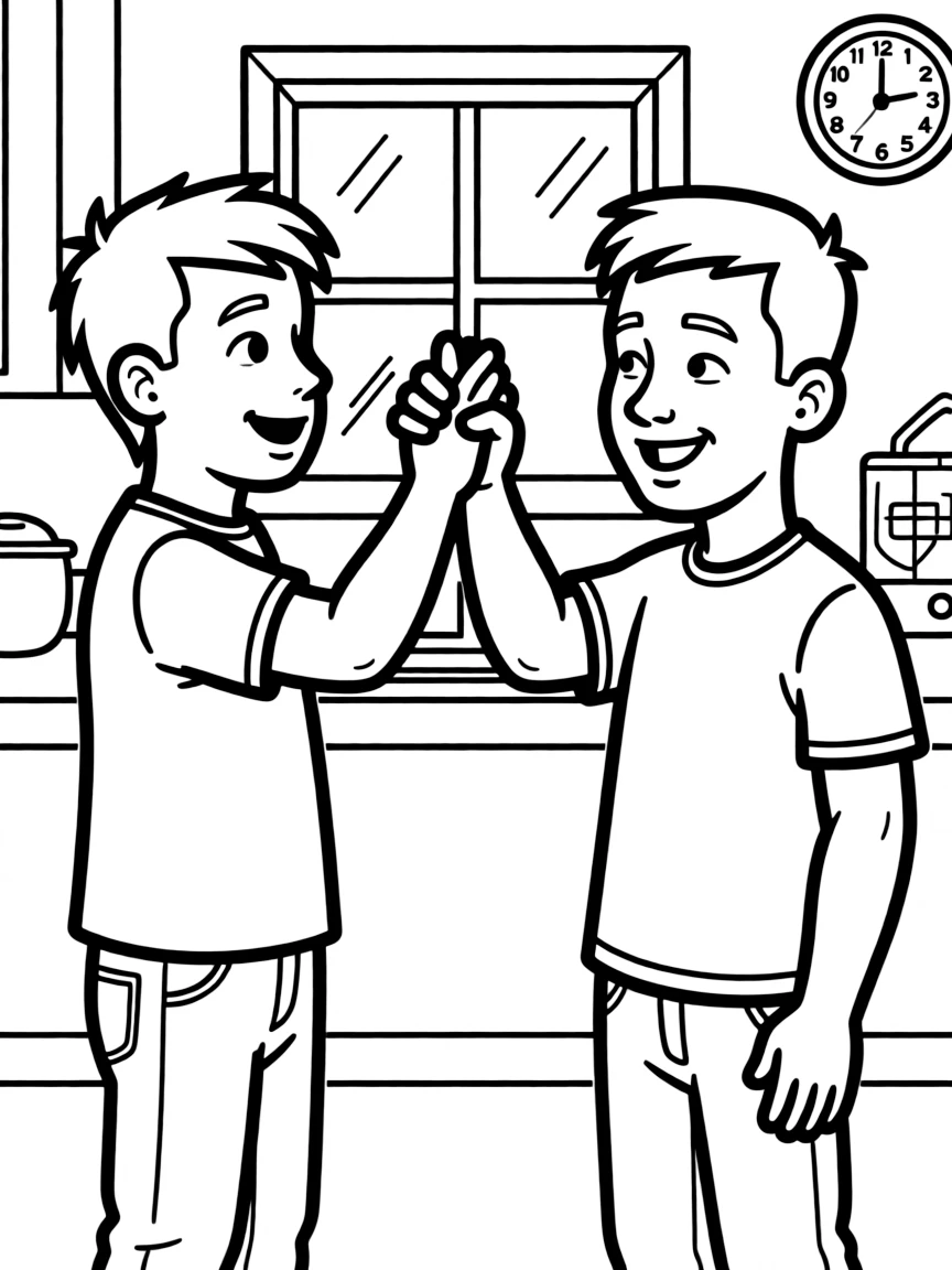 Troy and Abed doing their handshake in the morning