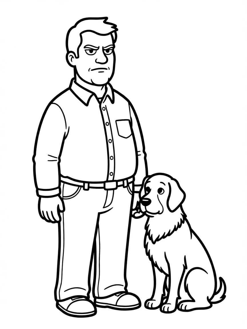 Jay Pritchett with his dog and grumpy expression