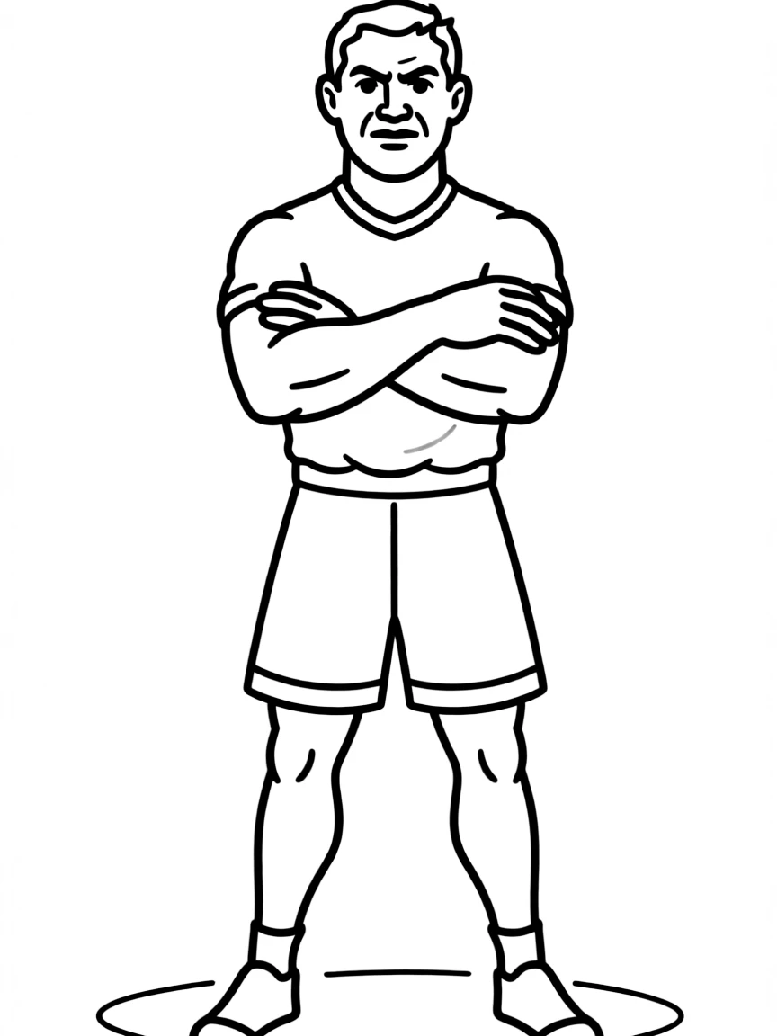 Roy Kent with his permanent scowl and crossed arms